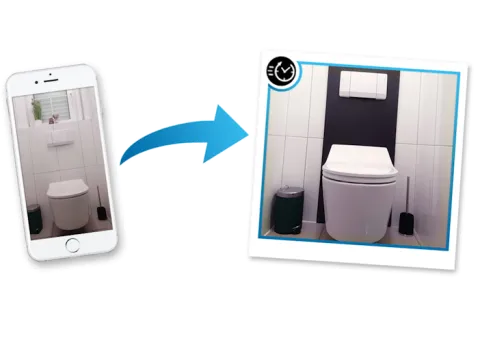 Foto-Collage | Normales WC wird in Handumdrehen zum WASHLET.